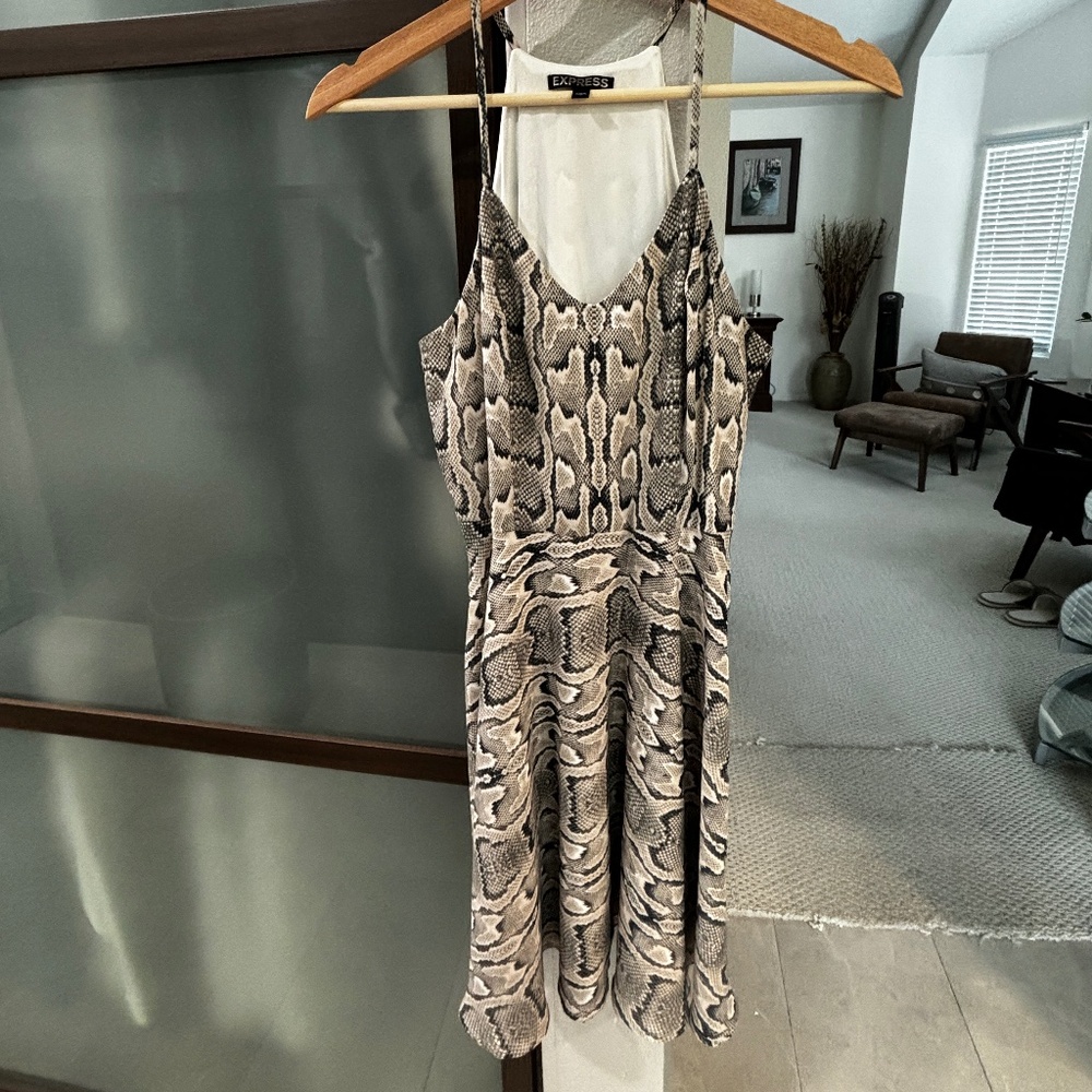 Express Snake Print Fit & Flare Slip Dress - Size… - image 2